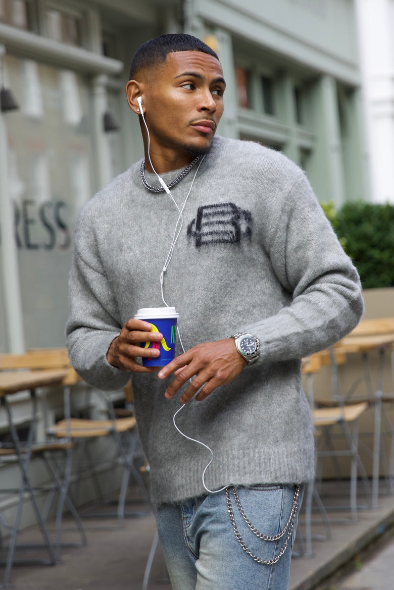 Mohair Knit BC Jumper - Light Grey