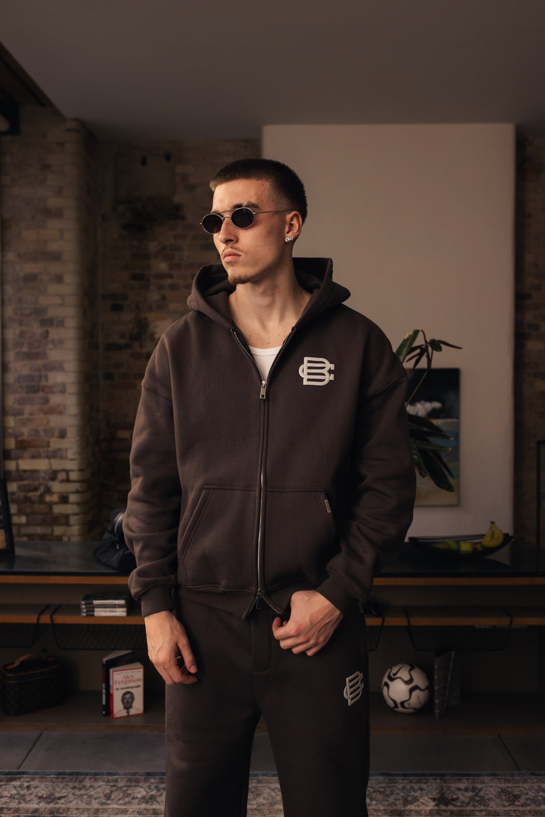 Bénir Club Basics Zip Hoodie - Mocha