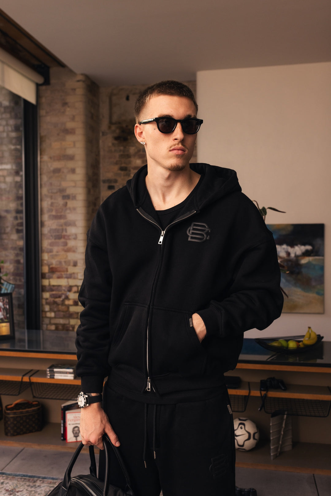 Bénir Club Basics Zip Hoodie - Matte black