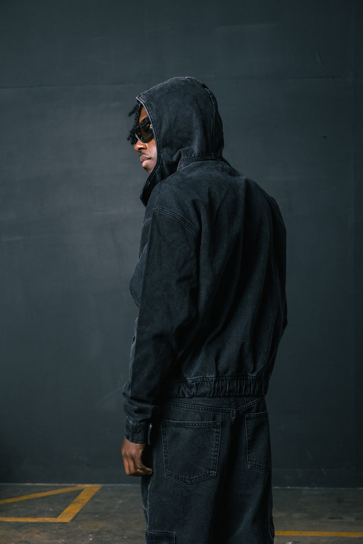 Denim Zip Hoodie - Blackout