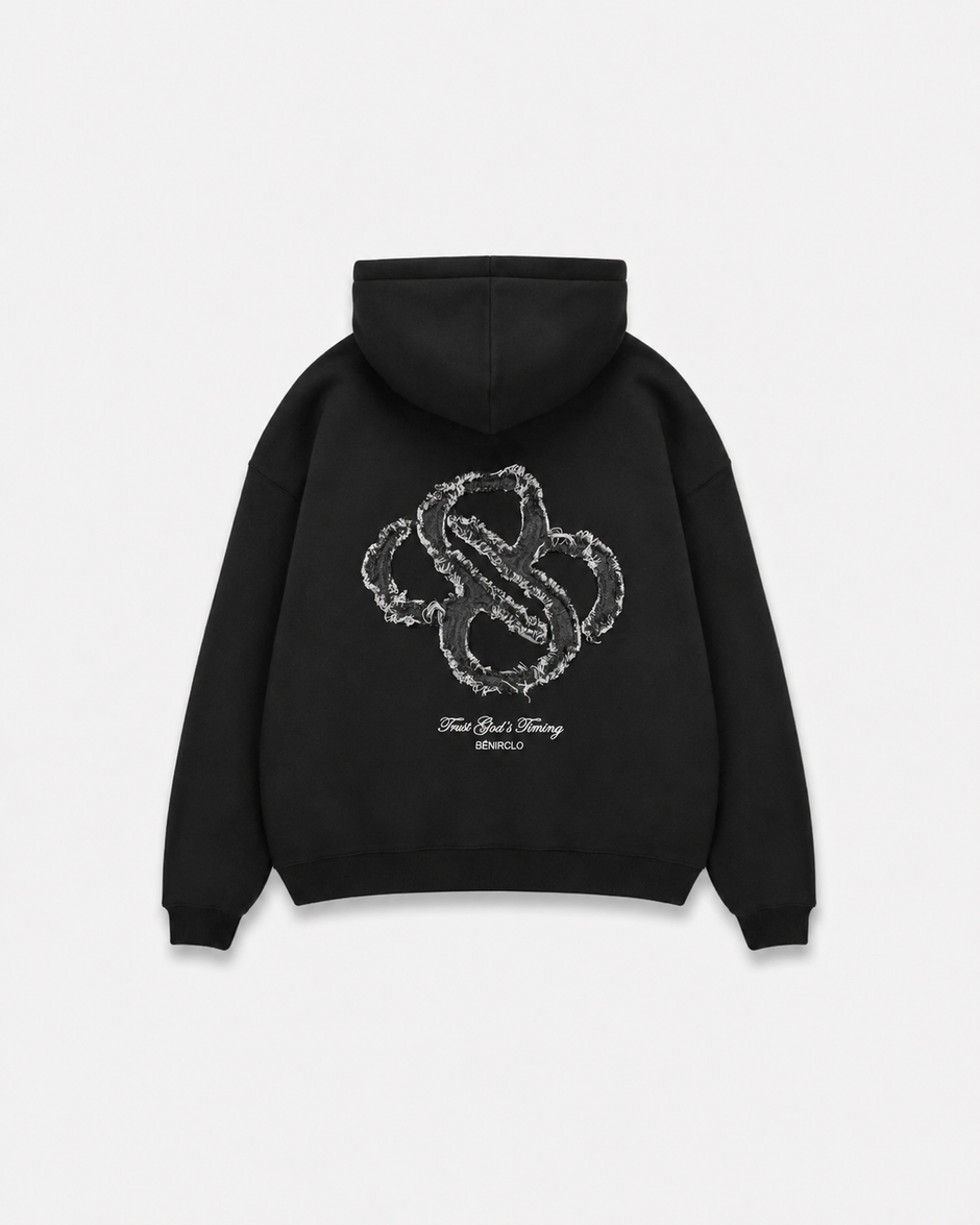 God's Timing Distressed Zip Hoodie