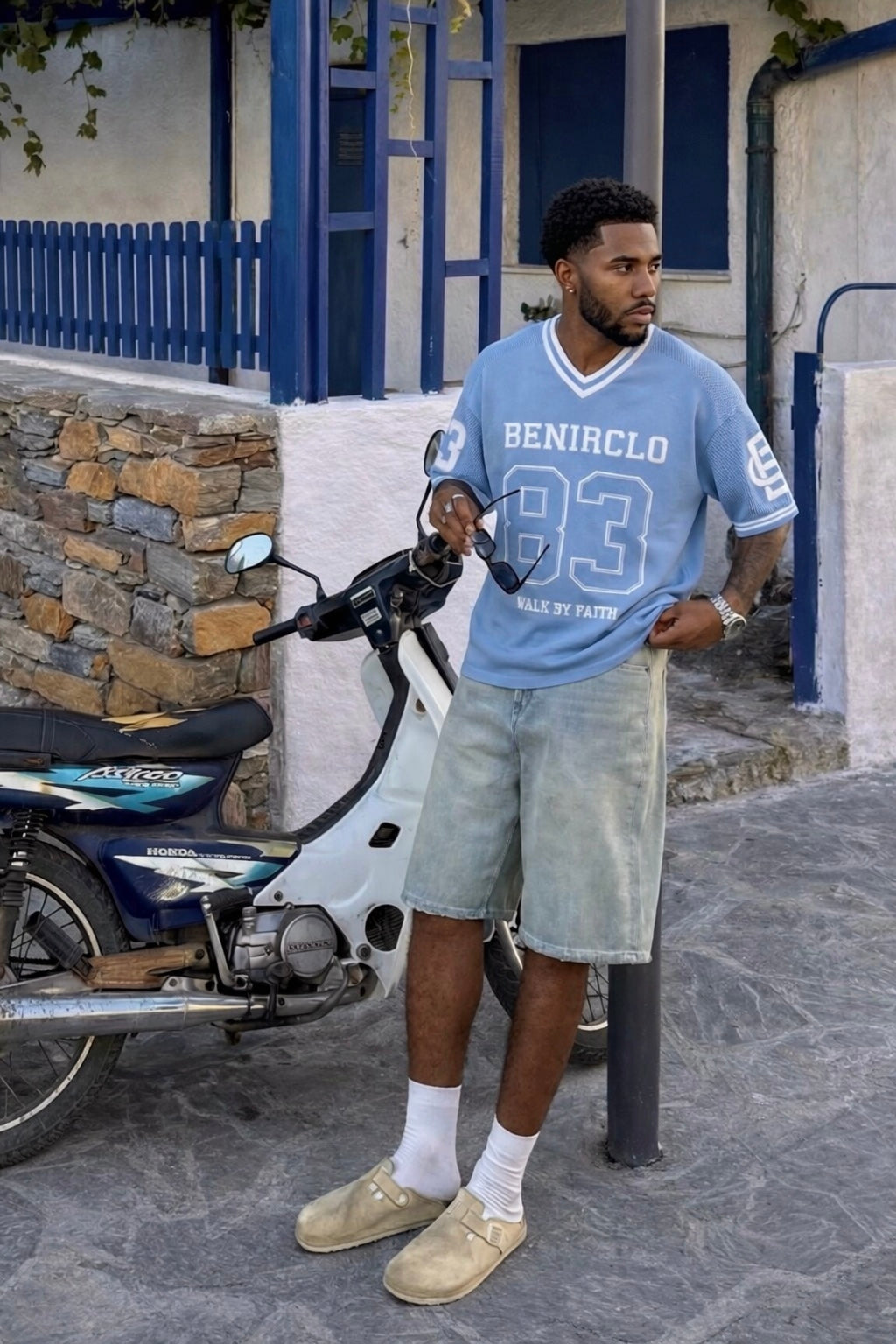 God’s Timing 83 knit Jersey - Light Blue