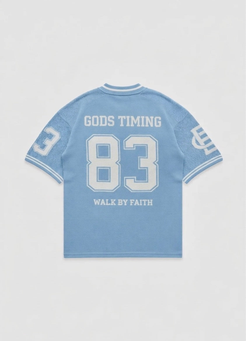 God’s Timing 83 knit Jersey - Light Blue