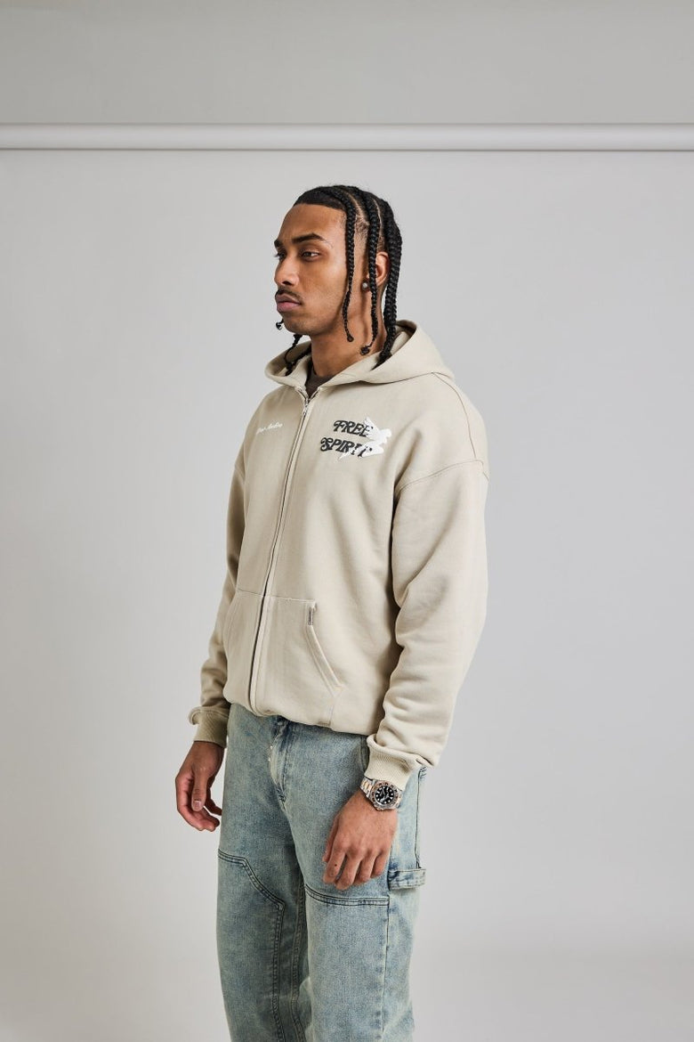 Freier Geist Zip Hoodie - Stein Beige