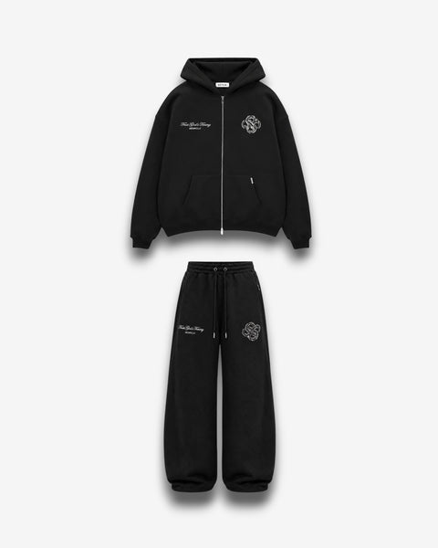 God's Timing Distressed Tracksuit - Black